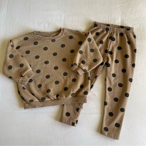 Zara Polka Dot Sweatshirt/pant Fleece Set